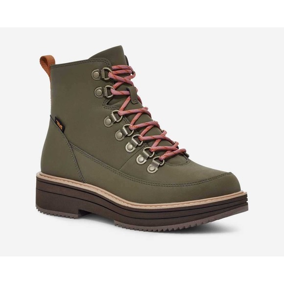 NWB Teva Midform Boot Women's‎ Olive Green Pink Laced Boots Size 7